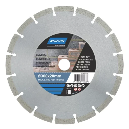 Norton Multi-Material Segmented Diamond Cutting Blade 300 X 20mm