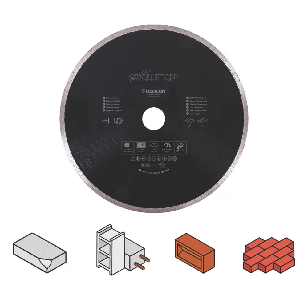 Evolution RAGEBLADE210DIAMOND Masonry Diamond Blade 210 X 25.4mm - Image 2