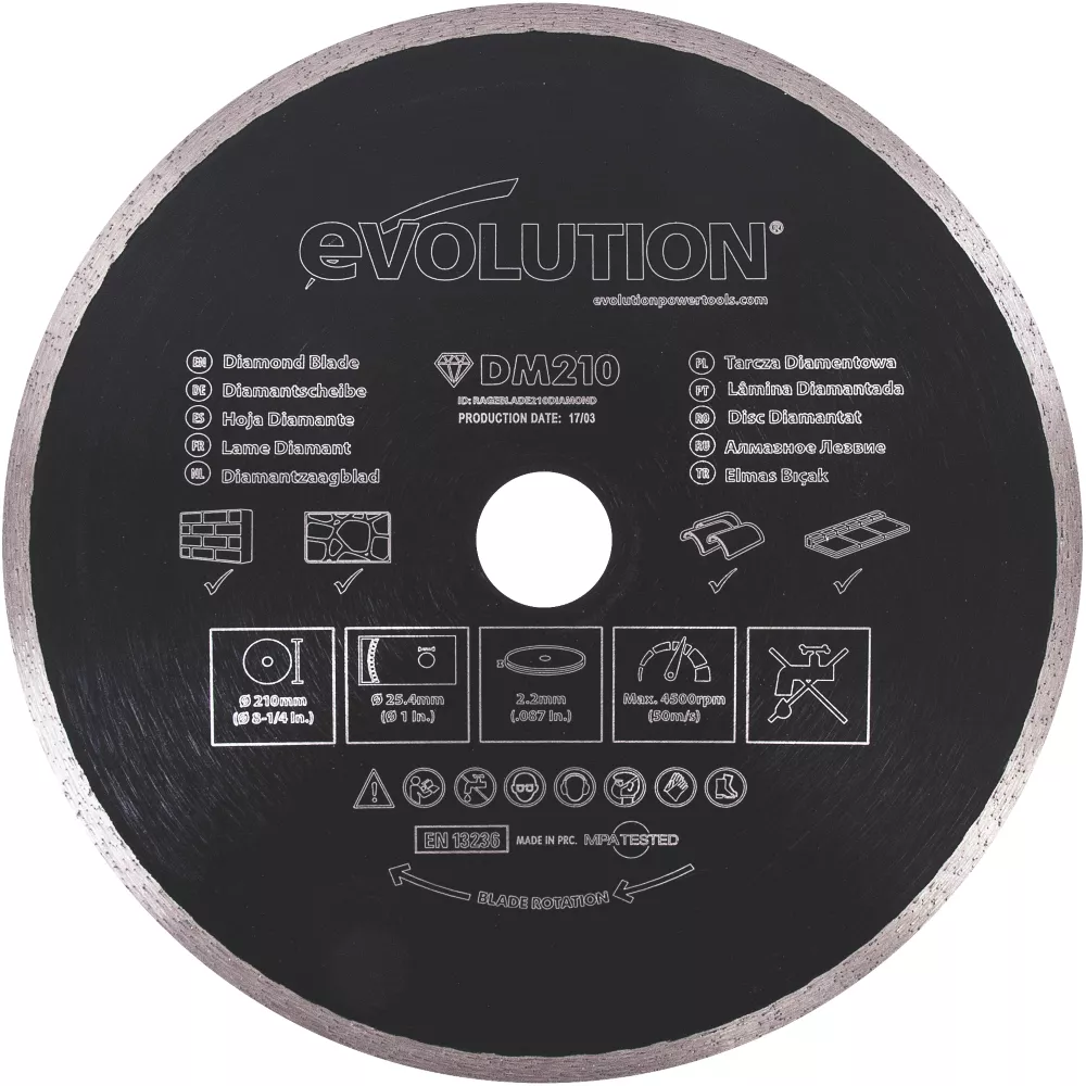 Evolution RAGEBLADE210DIAMOND Masonry Diamond Blade 210 X 25.4mm