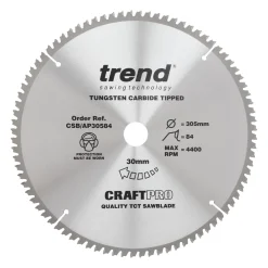 Trend CraftPo CSB/AP30584 Aluminium/Plastic Circular Saw Blade 305 X 30mm 84T