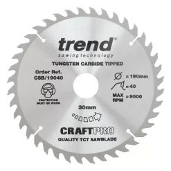 Trend CraftPo CSB/19040 Wood Circular Saw Blade 190 X 30mm 40T