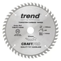 Trend CraftPo CSB/PT16548 Wood Plunge Saw Blade 165 X 20mm 48T