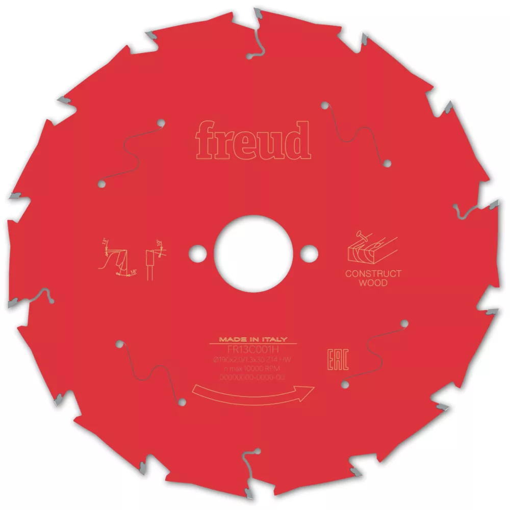 Freud F03FS09792 Wood/Nails Circular Saw Blade 190 X 30mm 14T
