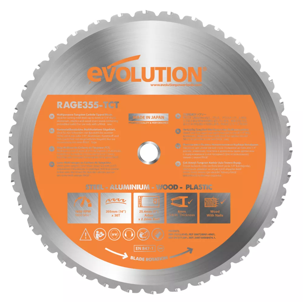 Evolution Multi-Material Saw Blade 355 X 25.4mm 36T