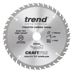 Trend CraftPo CSB/16540T Wood Thin Kerf Circular Saw Blade 165 X 20mm 40T