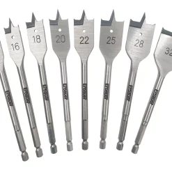 Erbauer Flat Wood Bit Set 8 Pieces
