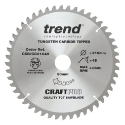 Trend CraftPo CSB/CC21648 Wood Crosscut Circular Saw Blade 216 X 30mm 48T