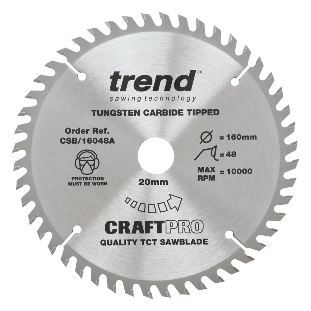 Trend CraftPo CSB/16048A Wood Plunge Saw Blade 160 X 20mm 48T