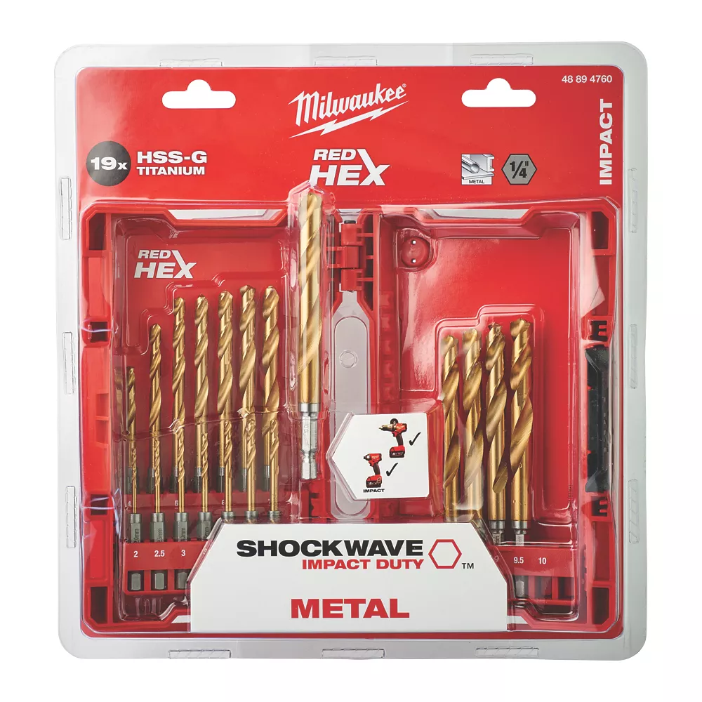 Milwaukee Hex Shank RedHex HSS Metal Drill Bit Set 19 Piece Set - Image 3
