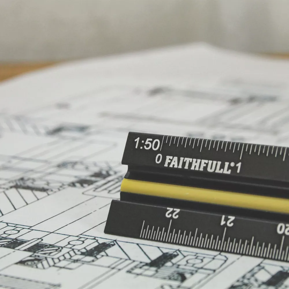 Faithfull Tri-Scale Engineer Ruler 11 3/4" (300mm) - Image 2