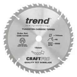 Trend CraftPo CSB/18440 Wood Circular Saw Blade 184 X 16mm 40T
