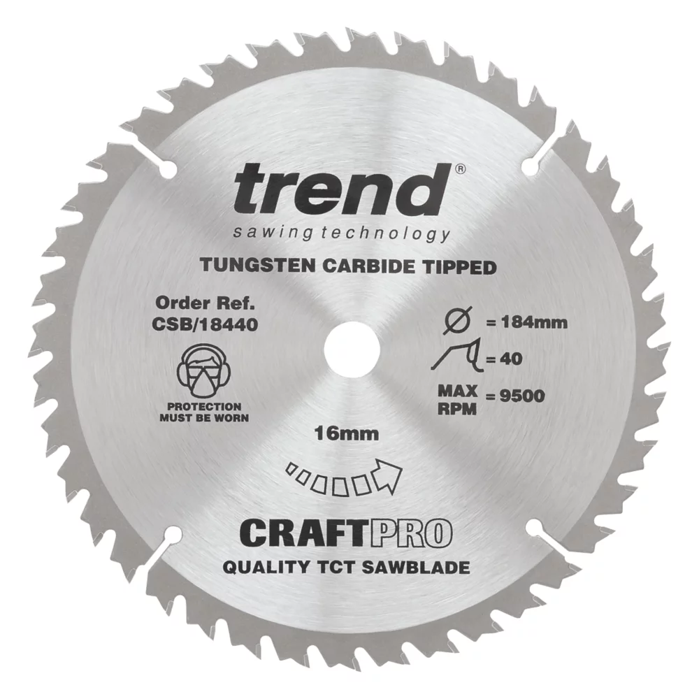 Trend CraftPo CSB/18440 Wood Circular Saw Blade 184 X 16mm 40T