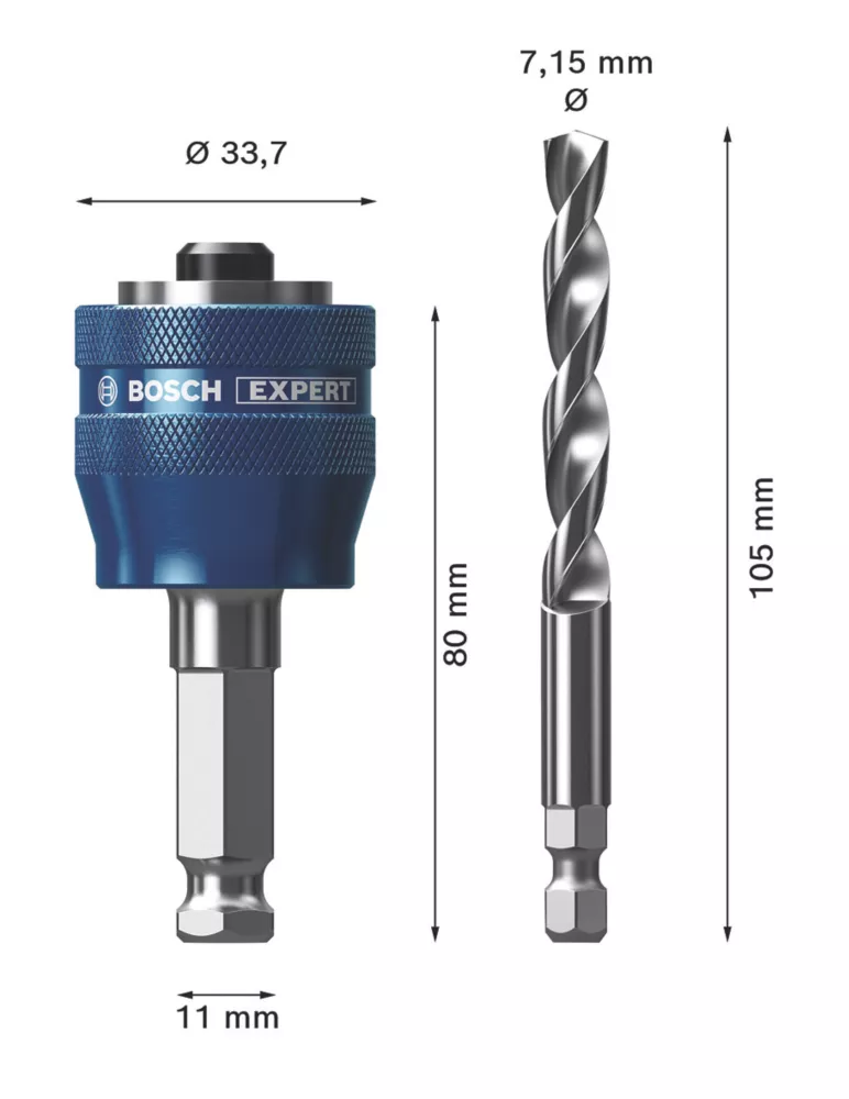 Bosch Hex Shank Holesaw Arbour & Pilot Drill Bit ¼" - Image 2