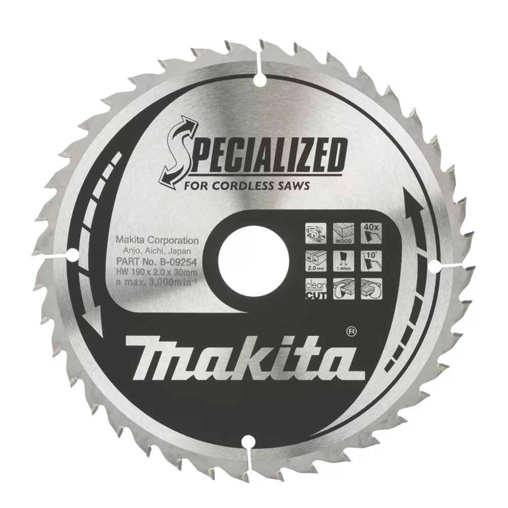 Makita Wood TCT Circular Saw Blade 190 X 30mm 40T