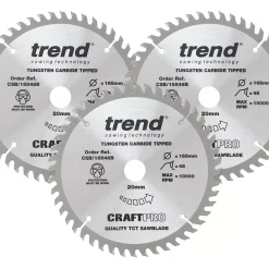 Trend Wood TCT Circular Saw Blades 165 X 20mm 48T 3 Pack