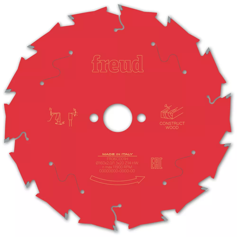 Freud F03FS09788 Wood/Nails Circular Saw Blade 160 X 20mm 14T