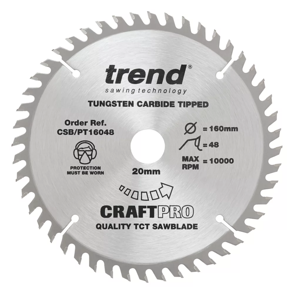 Trend CraftPo CSB/PT16048 Wood Plunge Saw Blade 160 X 20mm 48T